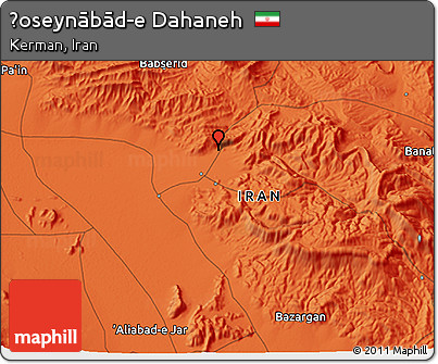 Political 3D Map of Ḩoseynābād-e Dahaneh