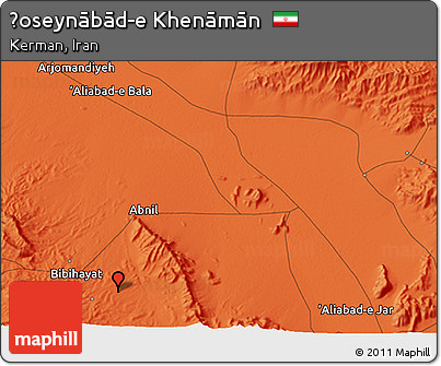 Political 3D Map of Ḩoseynābād-e Khenāmān