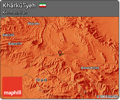 Political 3D Map of Khārkū'īyeh