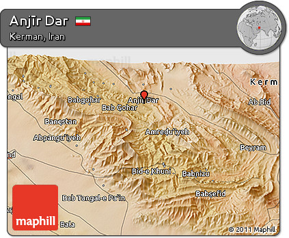Satellite 3D Map of Anjīr Dar