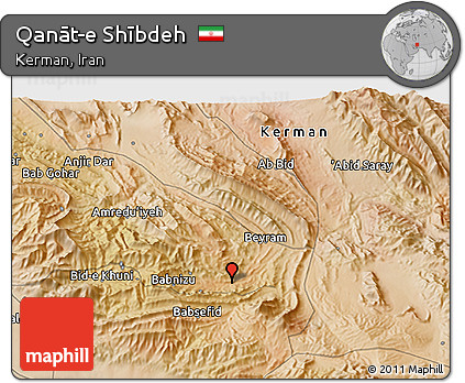 Satellite 3D Map of Qanāt-e Shībdeh