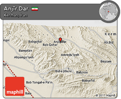Shaded Relief 3D Map of Anjīr Dar