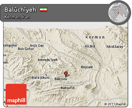 Shaded Relief 3D Map of Balūchīyeh