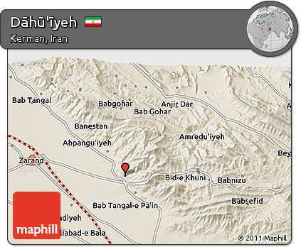 Shaded Relief 3D Map of Dāhū'īyeh