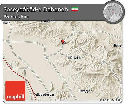 Shaded Relief 3D Map of Ḩoseynābād-e Dahaneh