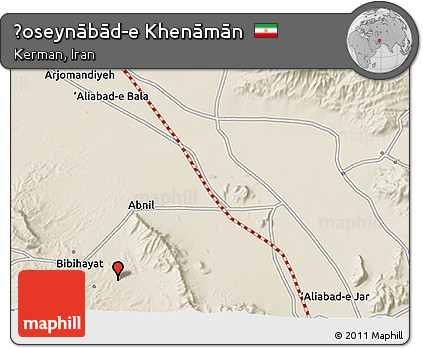 Shaded Relief 3D Map of Ḩoseynābād-e Khenāmān