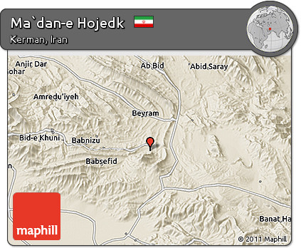 Shaded Relief 3D Map of Ma`dan-e Hojedk