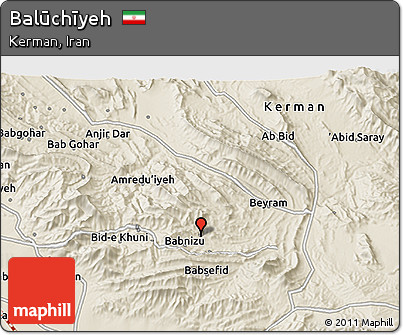 Shaded Relief 3D Map of Balūchīyeh