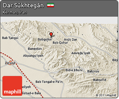 Shaded Relief 3D Map of Dar Sūkhtegān