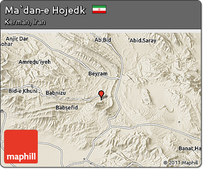 Shaded Relief 3D Map of Ma`dan-e Hojedk