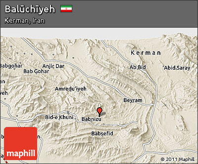 Shaded Relief 3D Map of Balūchīyeh