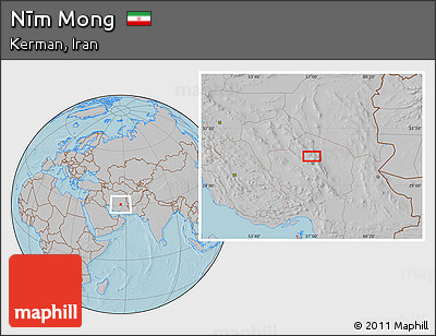Gray Location Map of Nīm Mong, hill shading