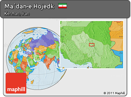 Political Location Map of Ma`dan-e Hojedk