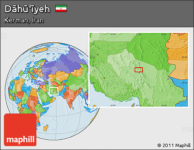 Political Location Map of Dāhū'īyeh