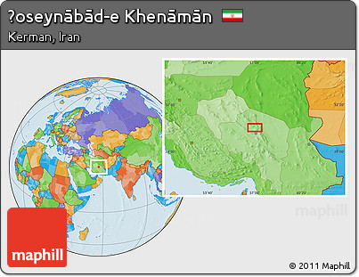 Political Location Map of Ḩoseynābād-e Khenāmān