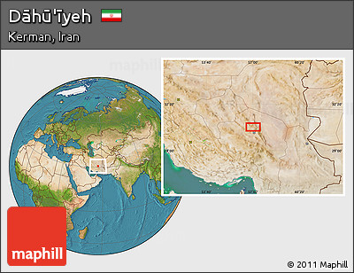 Satellite Location Map of Dāhū'īyeh