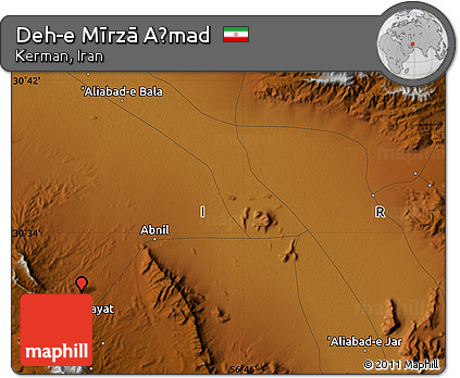 Physical Map of Deh-e Mīrzā Aḩmad