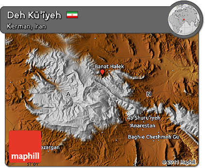 Physical Map of Deh Kū'īyeh