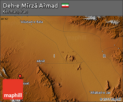 Physical Map of Deh-e Mīrzā Aḩmad