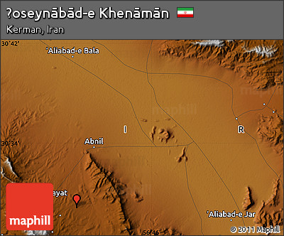Physical Map of Ḩoseynābād-e Khenāmān