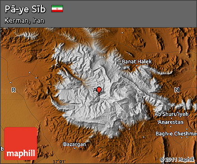 Physical Map of Pā-ye Sīb