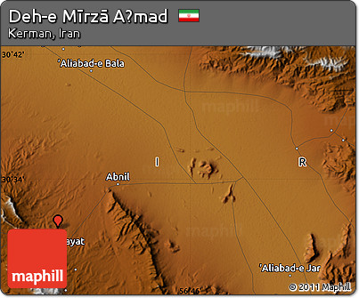 Physical Map of Deh-e Mīrzā Aḩmad