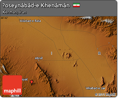 Physical Map of Ḩoseynābād-e Khenāmān