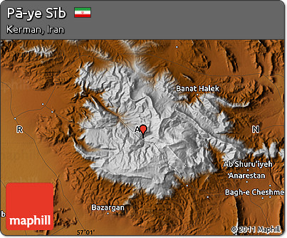 Physical Map of Pā-ye Sīb
