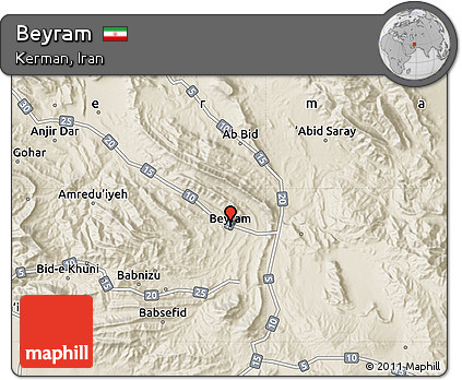 Shaded Relief Map of Beyram