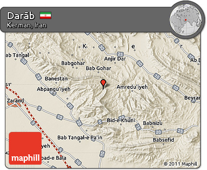 Shaded Relief Map of Darāb