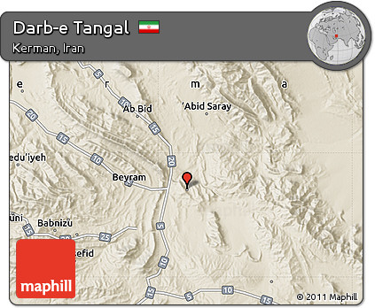 Shaded Relief Map of Darb-e Tangal