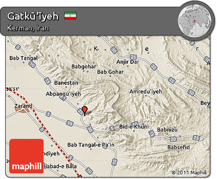 Shaded Relief Map of Gatkū'īyeh