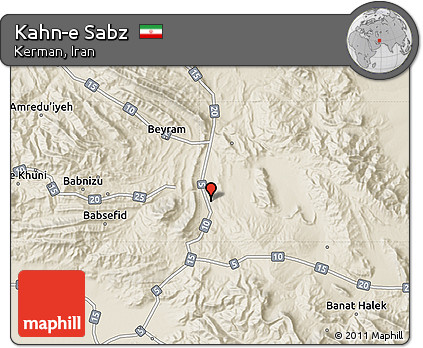 Shaded Relief Map of Kahn-e Sabz