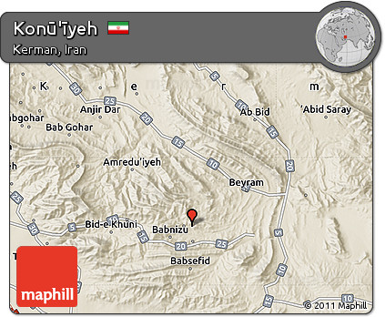 Shaded Relief Map of Konū'īyeh