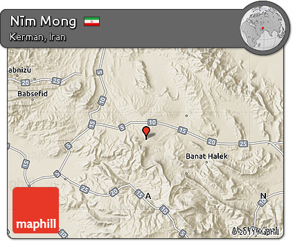 Shaded Relief Map of Nīm Mong
