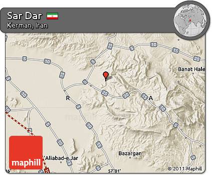 Shaded Relief Map of Sar Dar