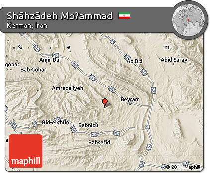 Shaded Relief Map of Shāhzādeh Moḩammad