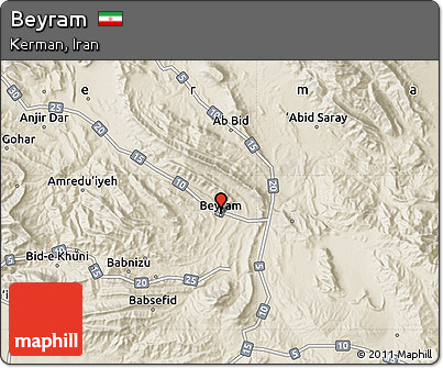 Shaded Relief Map of Beyram