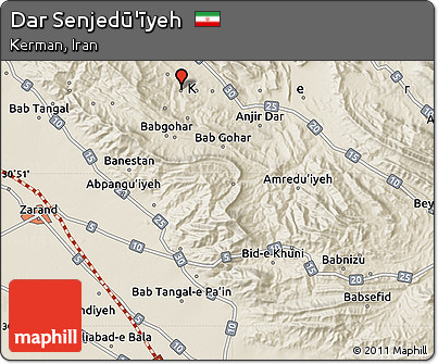 Shaded Relief Map of Dar Senjedū'īyeh