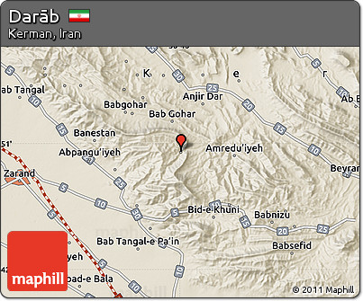 Shaded Relief Map of Darāb