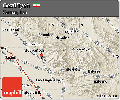 Shaded Relief Map of Gezū'īyeh