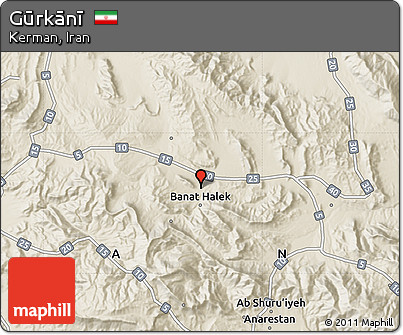 Shaded Relief Map of Gūrkānī