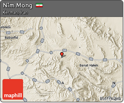 Shaded Relief Map of Nīm Mong