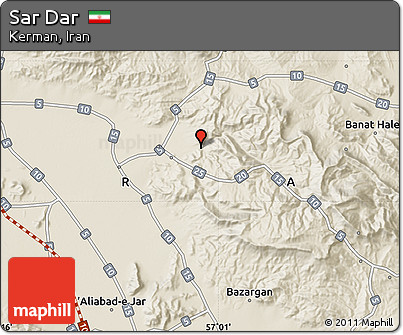 Shaded Relief Map of Sar Dar