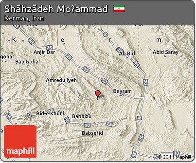 Shaded Relief Map of Shāhzādeh Moḩammad