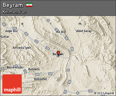 Shaded Relief Map of Beyram