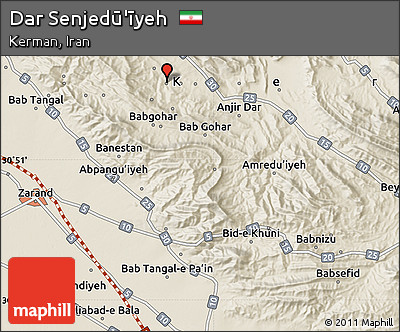Shaded Relief Map of Dar Senjedū'īyeh