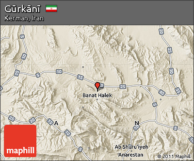 Shaded Relief Map of Gūrkānī