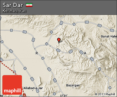 Shaded Relief Map of Sar Dar