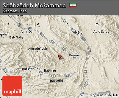 Shaded Relief Map of Shāhzādeh Moḩammad